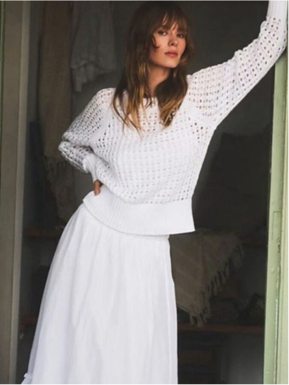 J.CREW Pointelle Open Knit Crew Neck Sweater S Brilliant Peony Beach Festival - Picture 4 of 10
